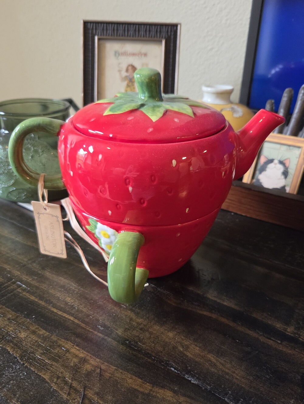 NWT Red Ceramic Strawberry Teapot and Cup Set